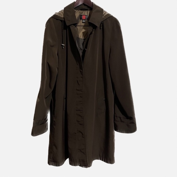 Gallery, chocolate brown hooded trench coat. - Picture 5 of 5